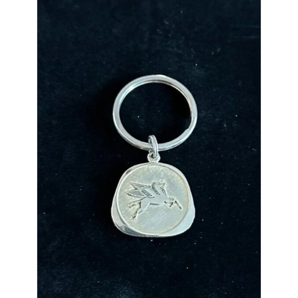 Vintage Chevron Pegasus Embossed 1.25'' Keychain Automobile Gasoline Advertising